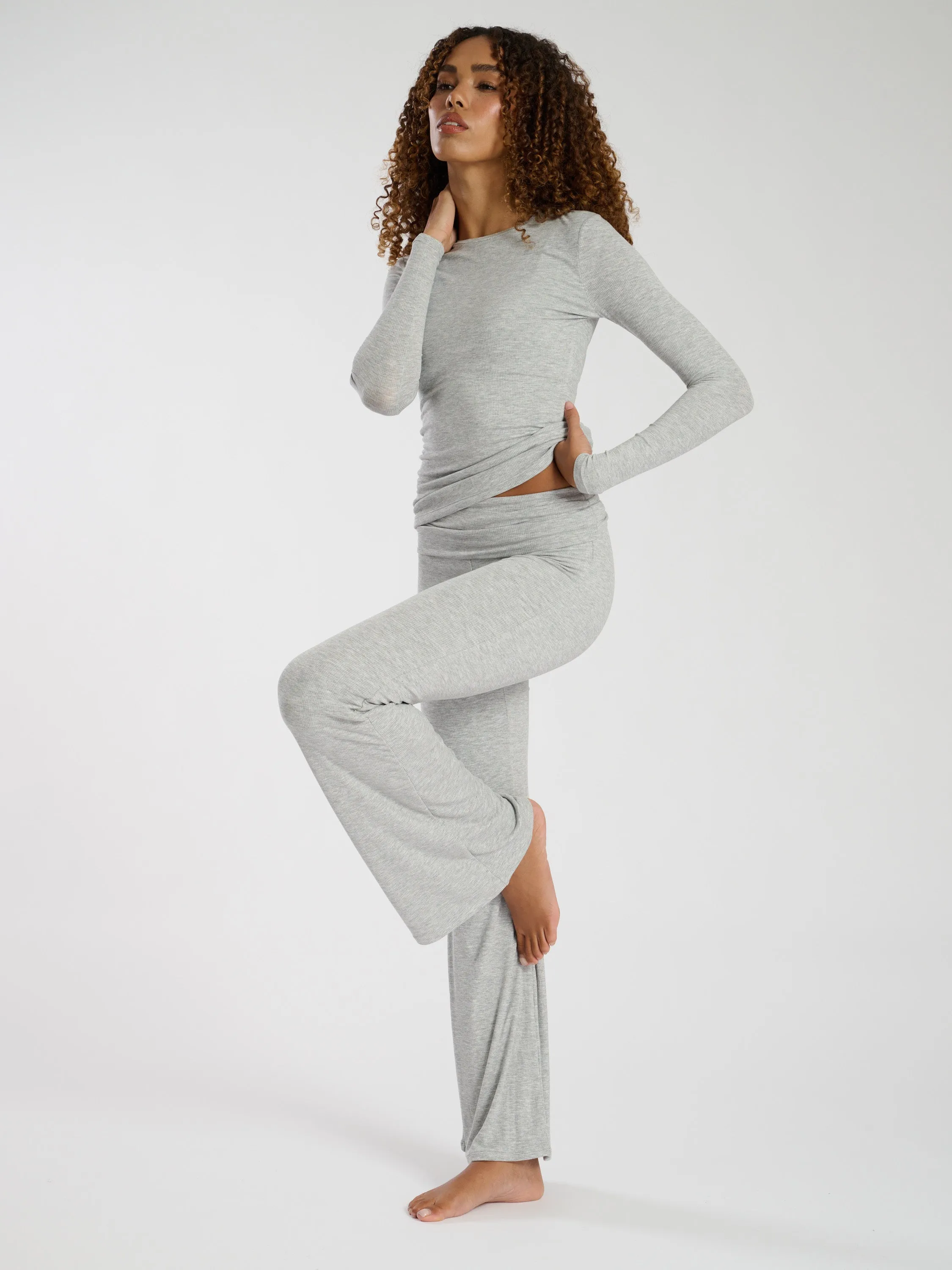 The 'Overlap' double layer ribbed flared legging