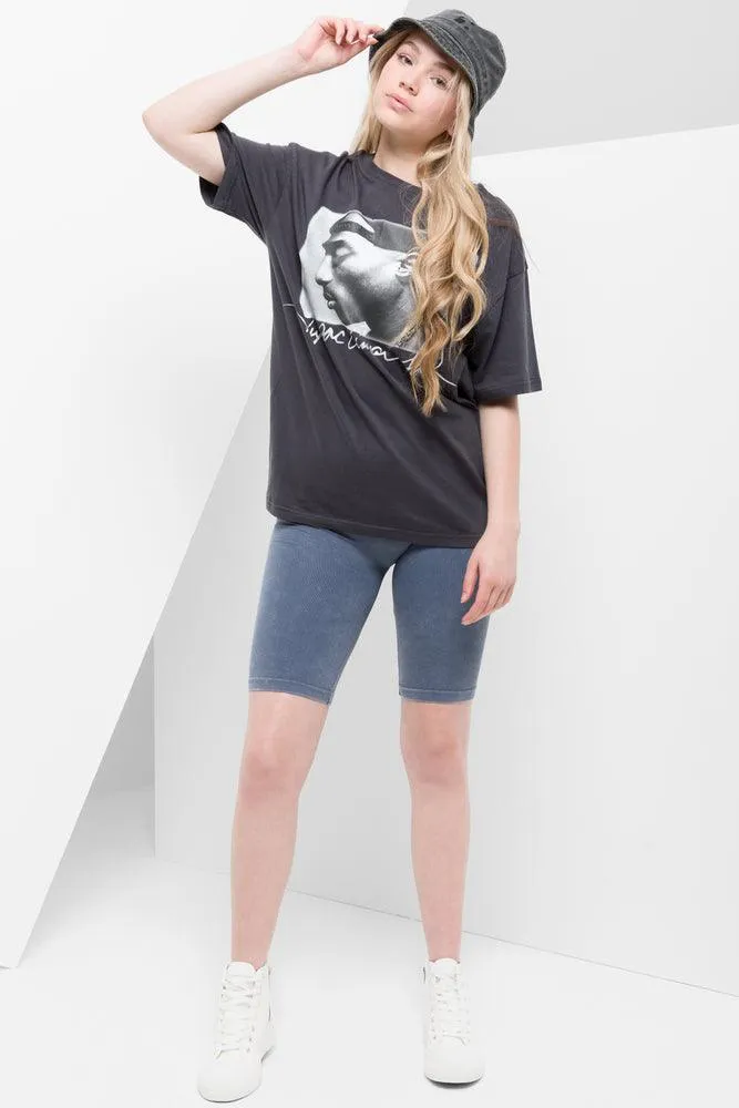 Tupac Oversized Short Sleeve T-Shirt Dark Grey