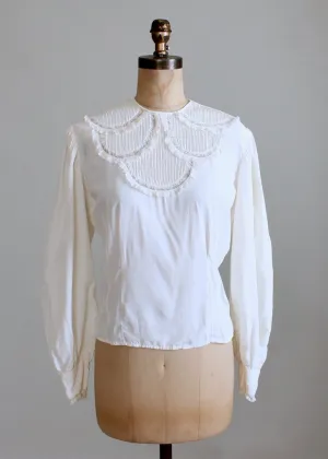 Vintage 1940s Rayon and Lace Poet Blouse