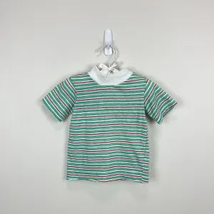 Vintage Red and Green Striped Short Sleeve Tee Shirt