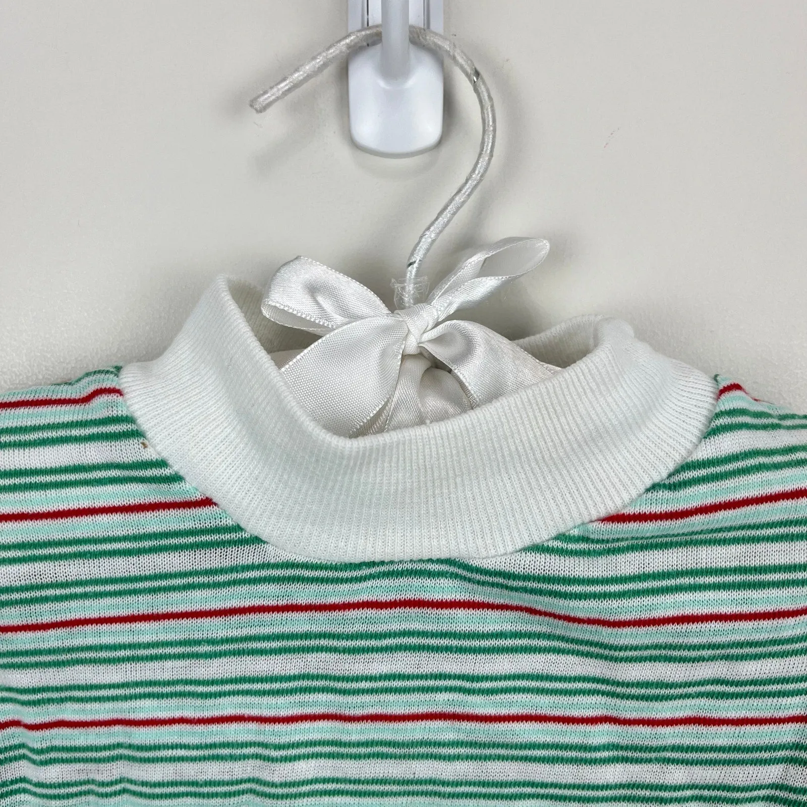 Vintage Red and Green Striped Short Sleeve Tee Shirt