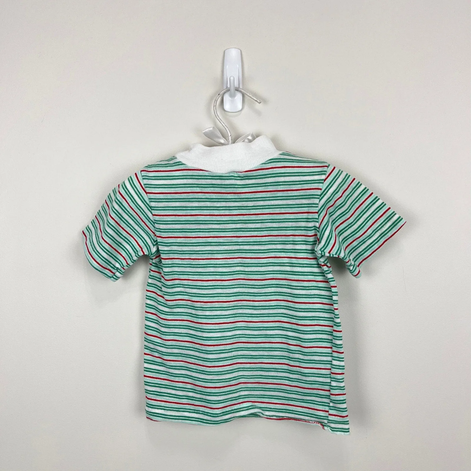 Vintage Red and Green Striped Short Sleeve Tee Shirt