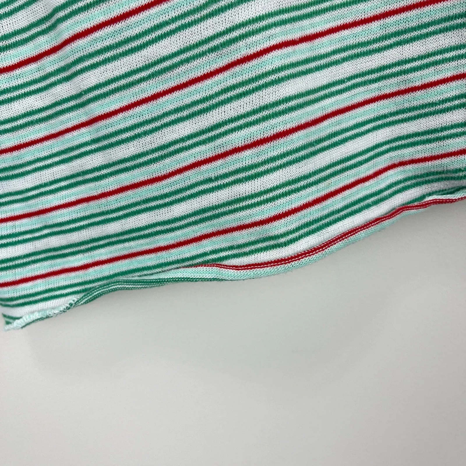 Vintage Red and Green Striped Short Sleeve Tee Shirt