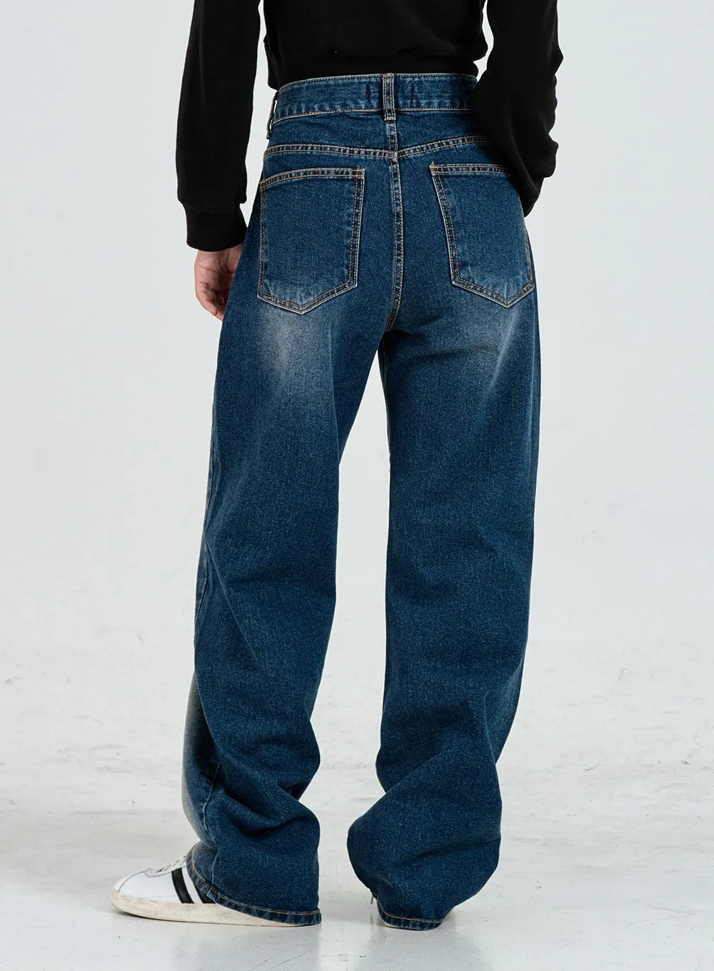 Wide Leg Faded Color Denim Pants CO11