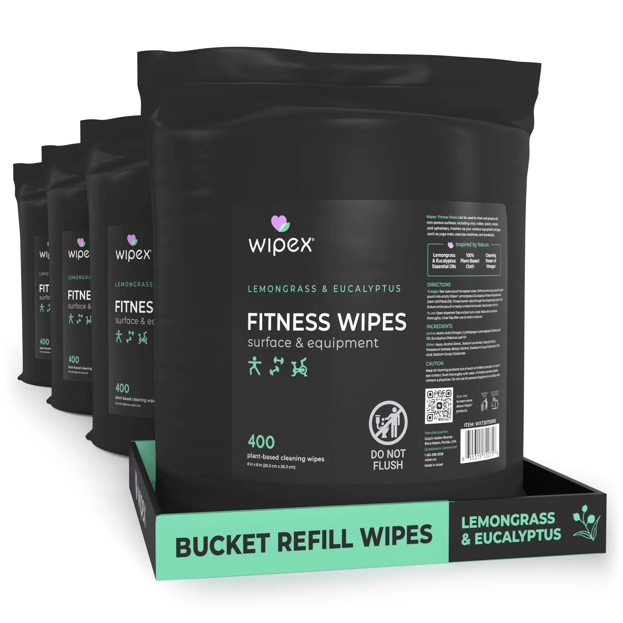 Wipex 400 Yoga Mat Wipes | Natural | Plant-based | For Fitness & Yoga Gear, Chiropractic, Massage Tables