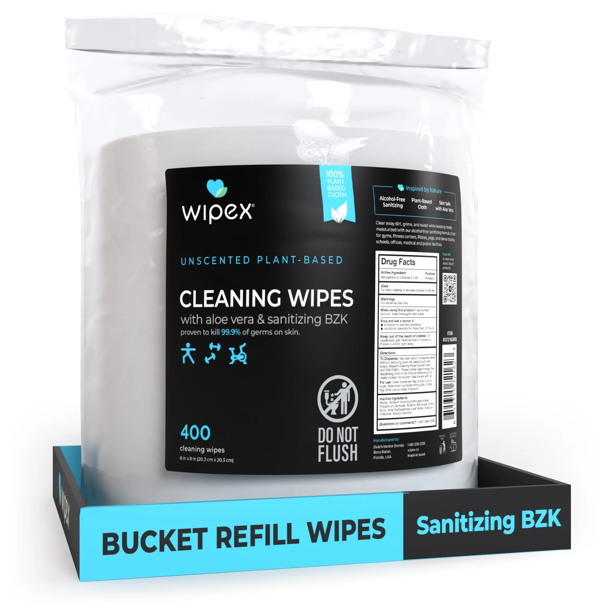 Wipex 400 Yoga Mat Wipes | Natural | Plant-based | For Fitness & Yoga Gear, Chiropractic, Massage Tables