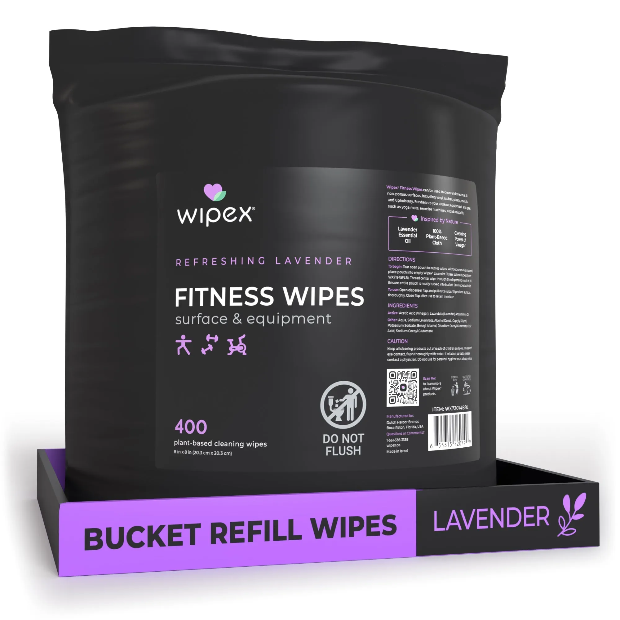 Wipex 400 Yoga Mat Wipes | Natural | Plant-based | For Fitness & Yoga Gear, Chiropractic, Massage Tables