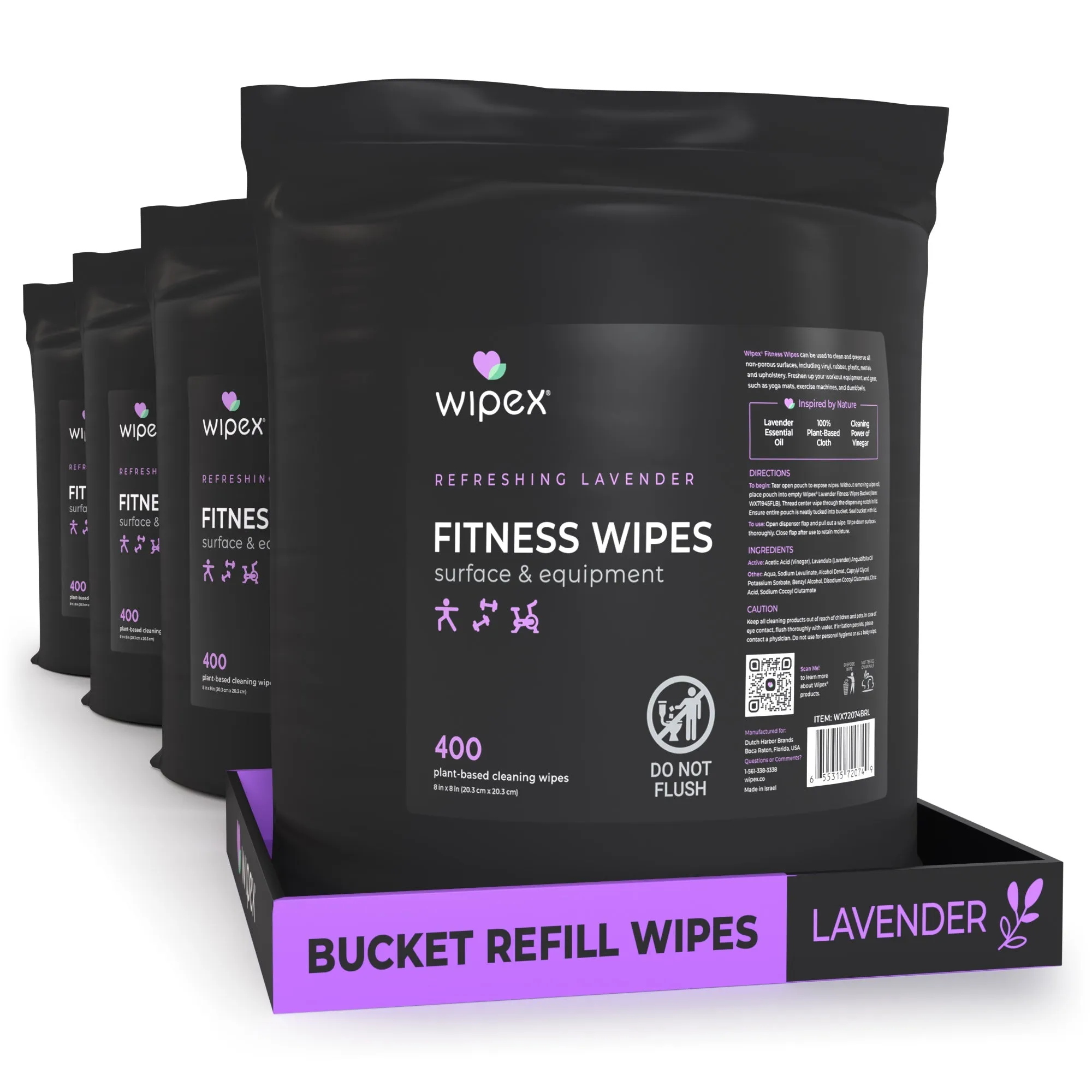 Wipex 400 Yoga Mat Wipes | Natural | Plant-based | For Fitness & Yoga Gear, Chiropractic, Massage Tables