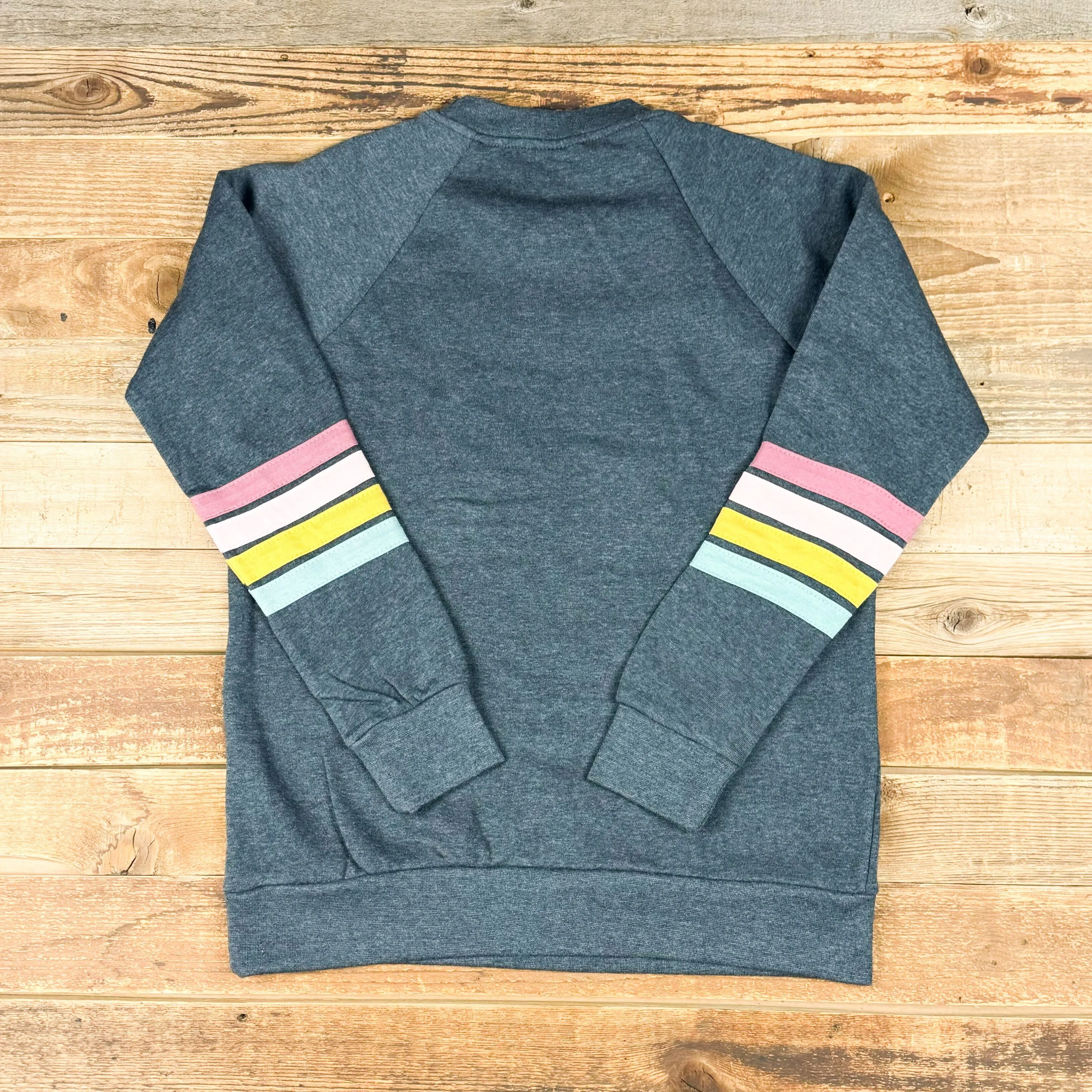 Women’s Surf Wyoming® Bison Daybreak Stripe Sleeve Sweatshirt - Charcoal