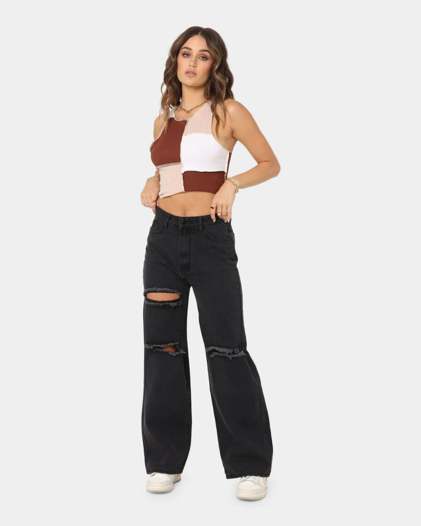 XXIII Women's CIA Baggy Rip Knee Jeans Black