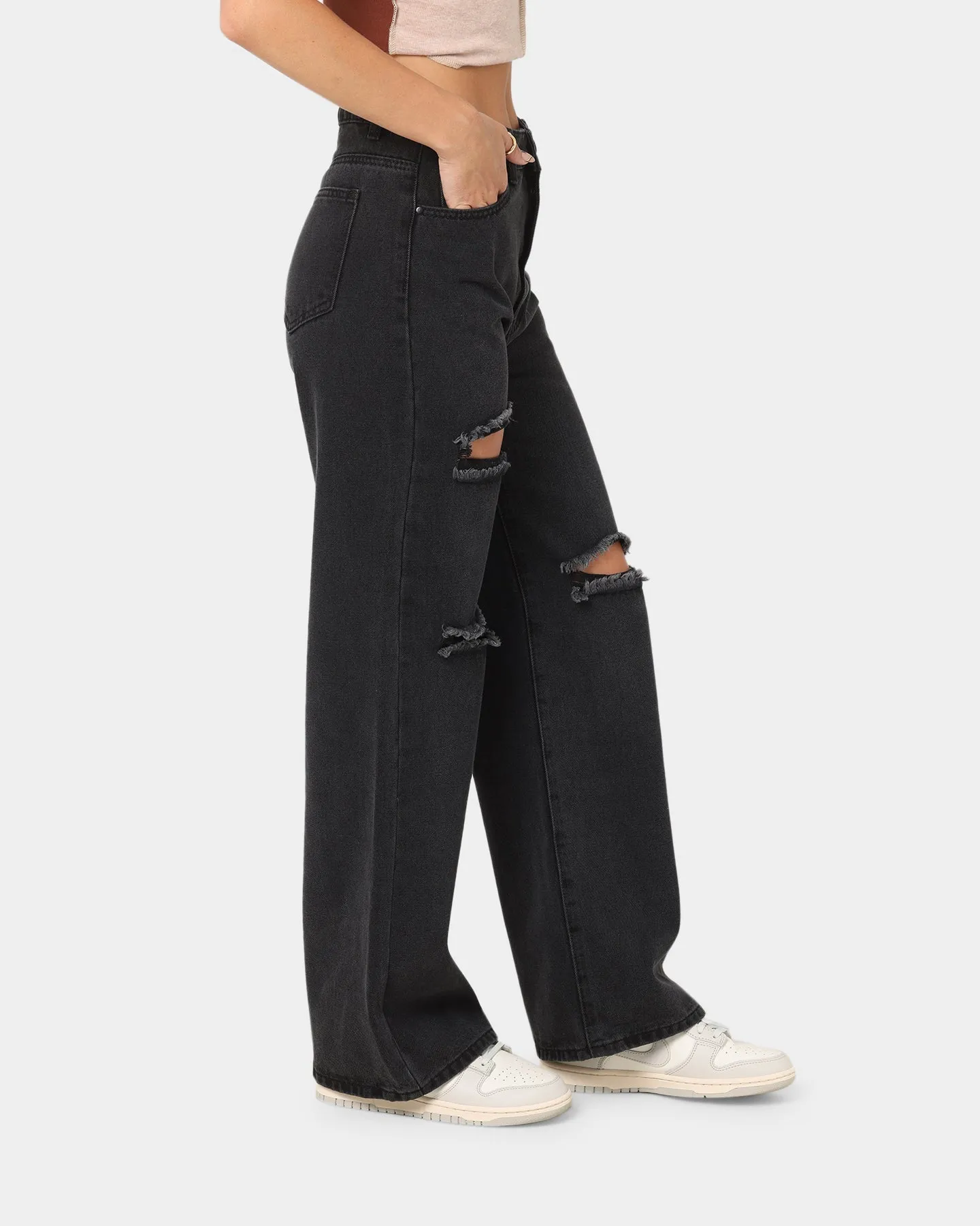 XXIII Women's CIA Baggy Rip Knee Jeans Black